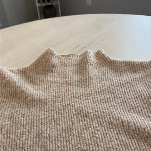 Women's Cream Mock T-neck Sweater - Picture 3 of 5